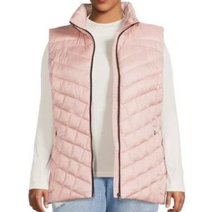 Big Chill Women's Plus Size 3X Down Blend Chevron Quilted Puffer color blush